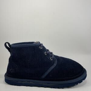 UGG Neumel Shearing Lined Chukka Boots Youth Mens Size 6 Navy Blue Suede